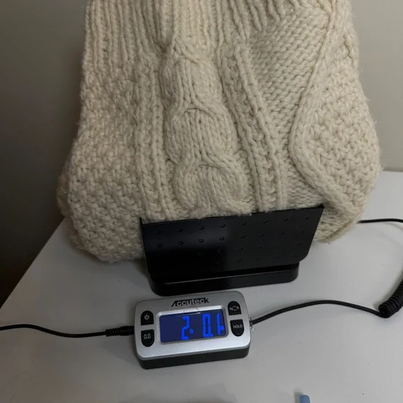 Artesania Lucita Cream Cable Knit Wool Sweater Mock Neck Chunky Fisherman - Picture 10 of 10